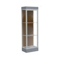 Waddell Display Case Of Ghent Edge Lighted Floor Case, Chocolate Back, Satin Frame, 6" Carbon Mesh Base, 24"W x 76"H x 20"D 91LFCO-SN-CM